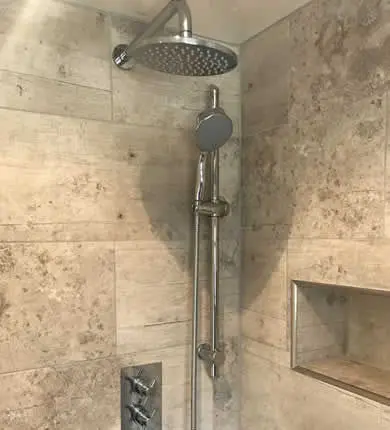 Luxury tiled rainfall shower fitted in Sheffield